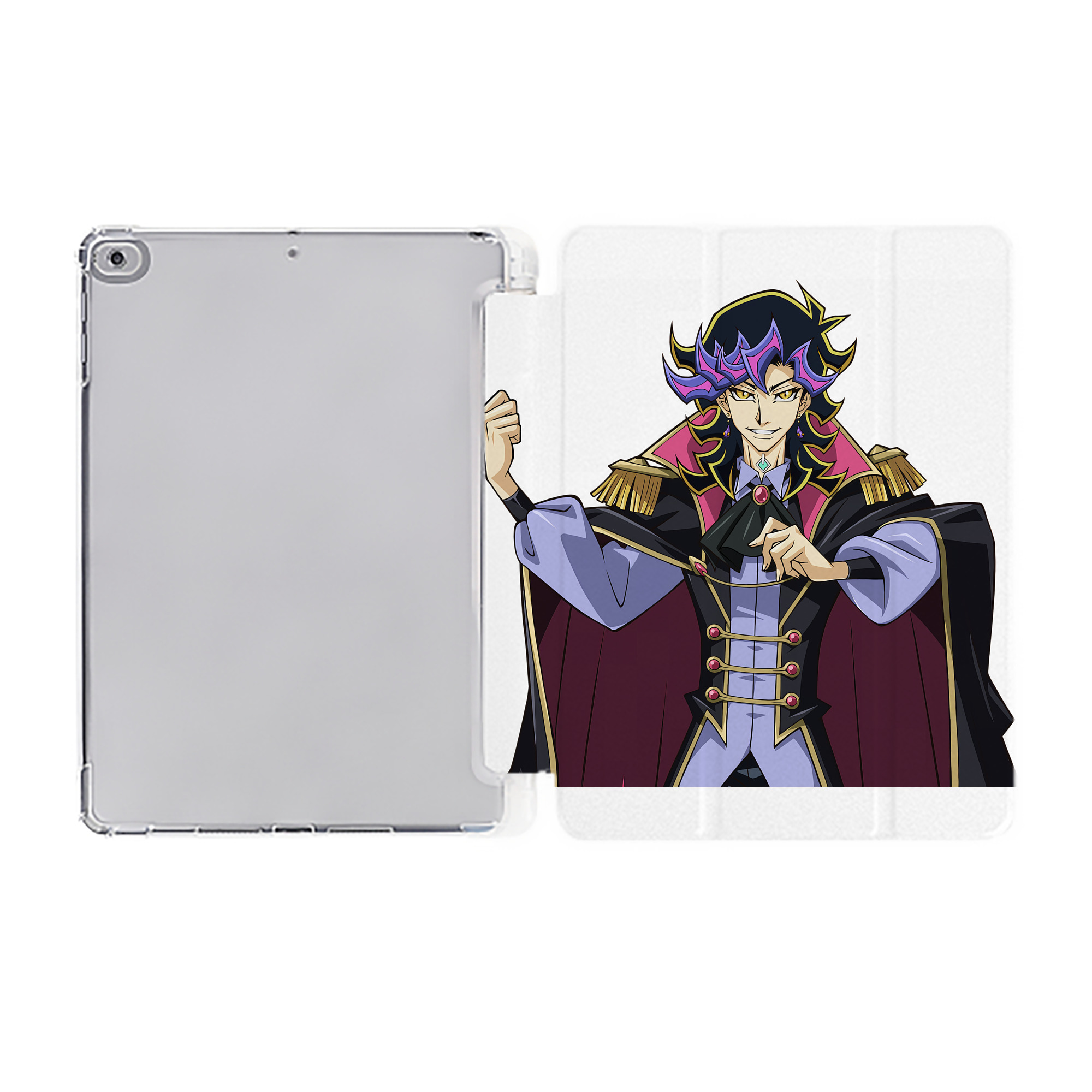 （画像用） 遊☆戯☆王 Yu-Gi-Oh! IPad ケース ペン収納付き 三つ折りスタンド PUレザー×シリコン 対応機種9.5/10.5/10.9インチ